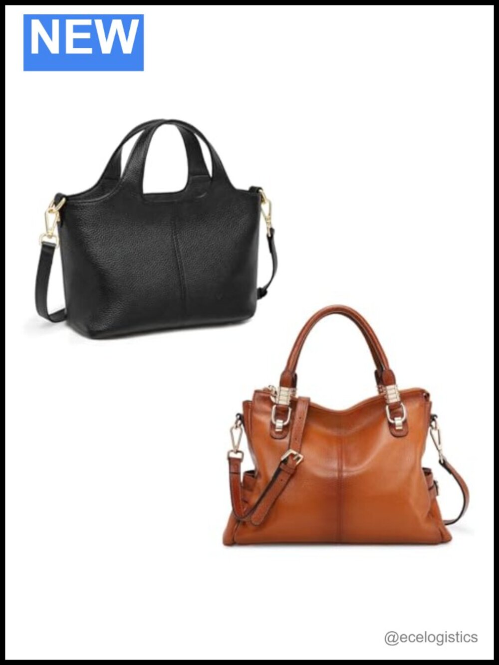 Genuine Leather Satchel Handbag Top Handle Crossbody Purse